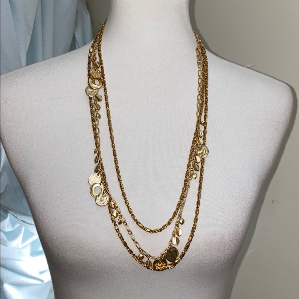 Two Gold-Tone Metal Necklaces Great For Layering